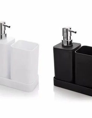 דיספנסר וכוס עם מגש לאמבטיה